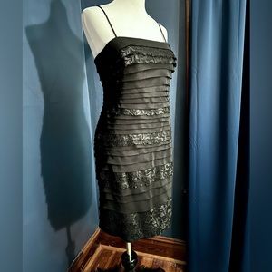 Black Lace Layered Formal Pencil Dress
